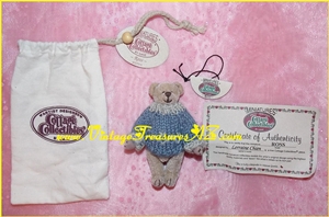 Image for GANZ Cottage Collectibles RETIRED “Ross” #CC7010 Miniature Bear by Lorraine Chien with Tags, COA & Cloth Drawstring Carrying/Storage Bag <b><span style='color:red'>*****FIRST CLASS SHIPPING INCLUDED – DOMESTIC ORDERS ONLY!*****</span></b><span style='color:purple'>